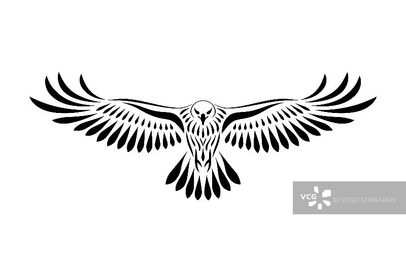 白色背景上的程式化猎鹰雕刻图片素材