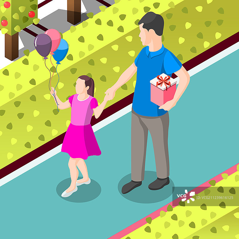 生日等距背景上的礼品图片素材