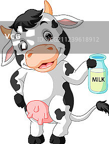 奶牛拿着牛奶瓶图片素材