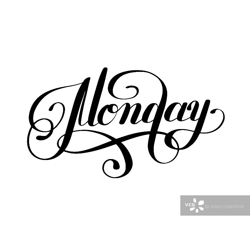 手写黑色墨水星期一图片素材