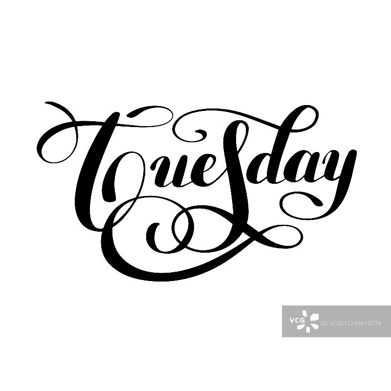 手写黑色墨水星期二图片素材
