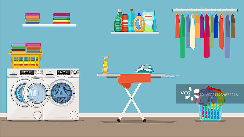 带洗衣机的洗衣房图片素材