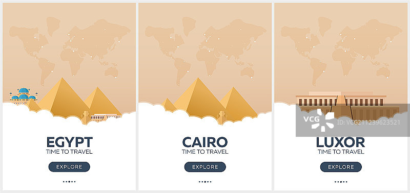 埃及旅行宣传海报套装图片素材