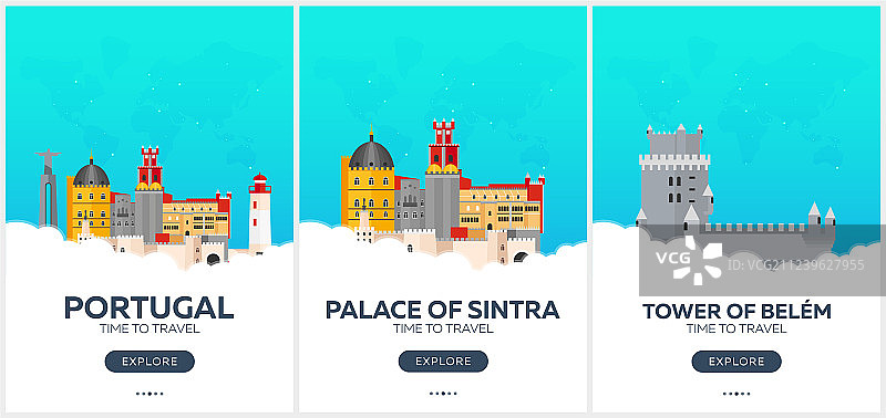 葡萄牙旅行海报套装图片素材