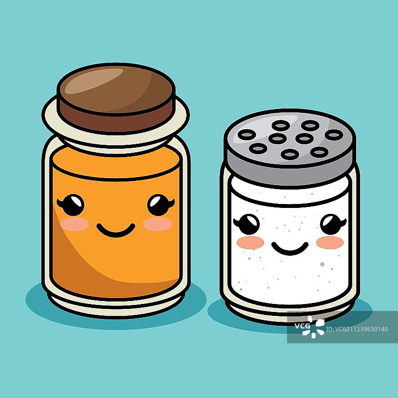 盐和蜂蜜瓶子可爱风格图片素材