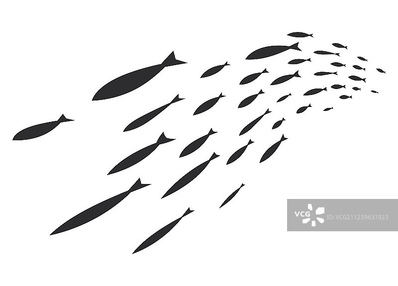 鱼群剪影图片素材