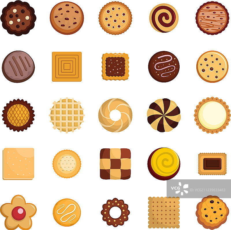 扁平风格的饼干图标图片素材