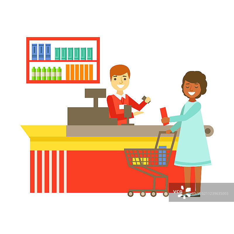收银员为顾客结账场景图片素材