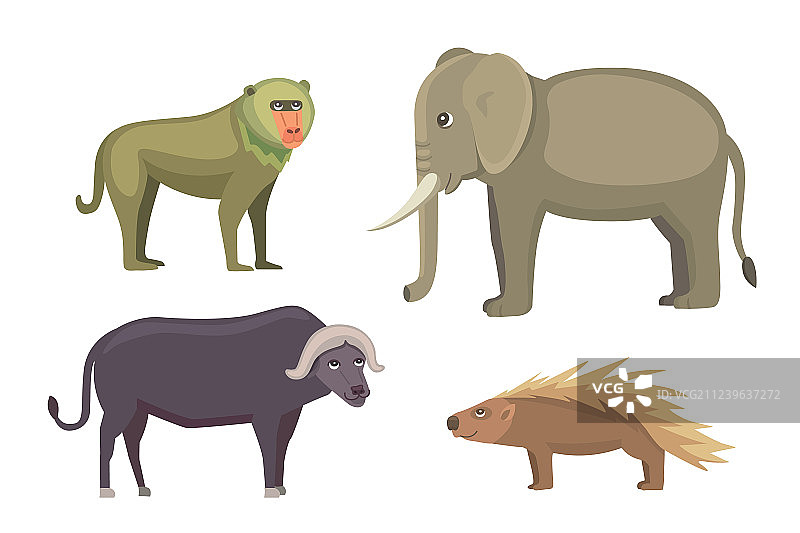非洲动物卡通合集：大象图片素材