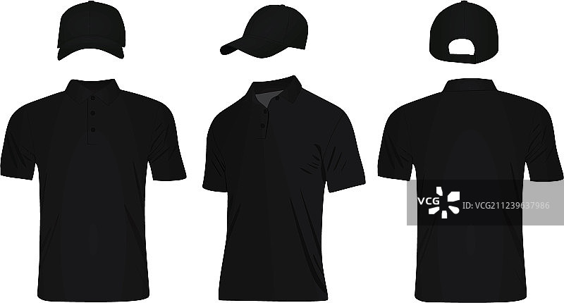 黑色Polo衫和棒球帽图片素材
