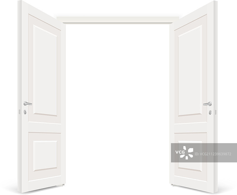双扇白色敞开的门图片素材
