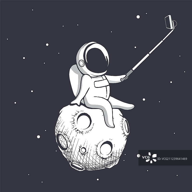 宇航员在月球上自拍图片素材