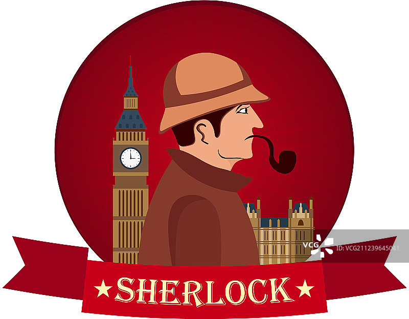 夏洛克·福尔摩斯侦探海报图片素材