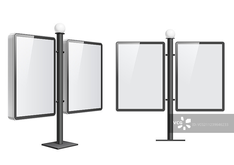 白色背景上的逼真灯箱模板图片素材