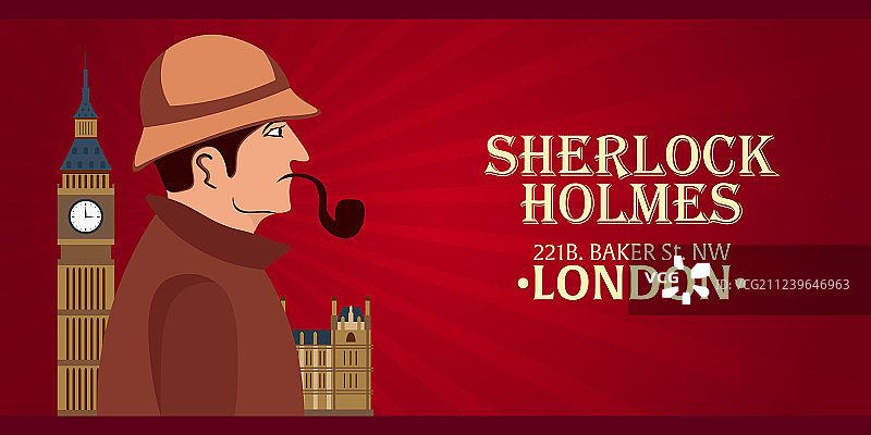 夏洛克·福尔摩斯侦探海报图片素材