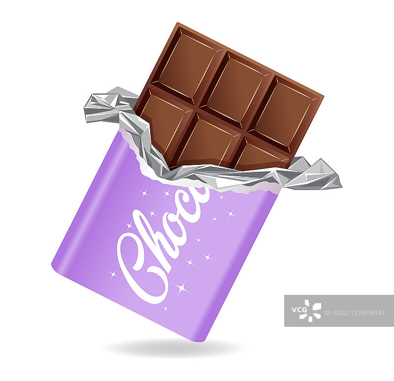 紫色包装纸和锡纸包裹的巧克力棒图片素材