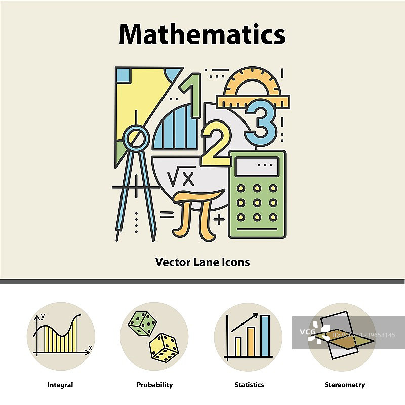 现代彩色细线数学概念图片素材