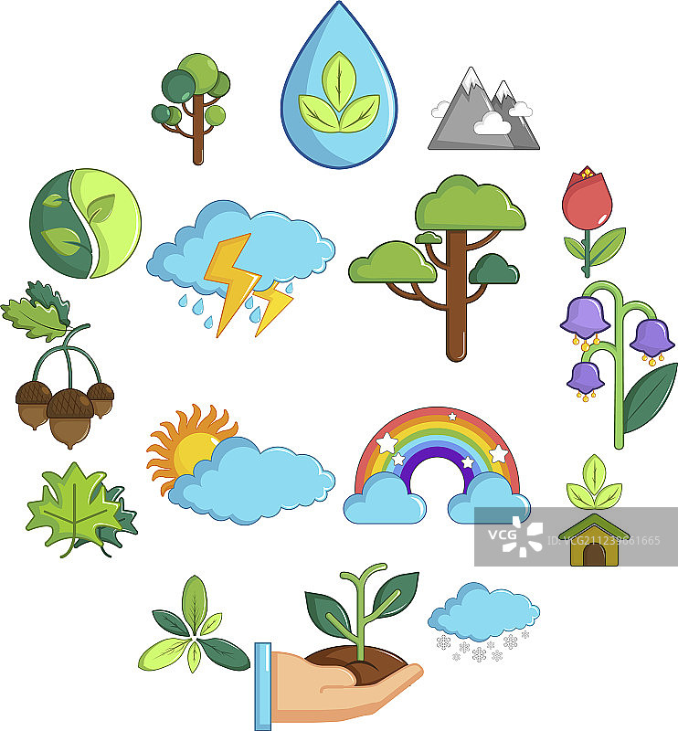 卡通风格自然图标图片素材