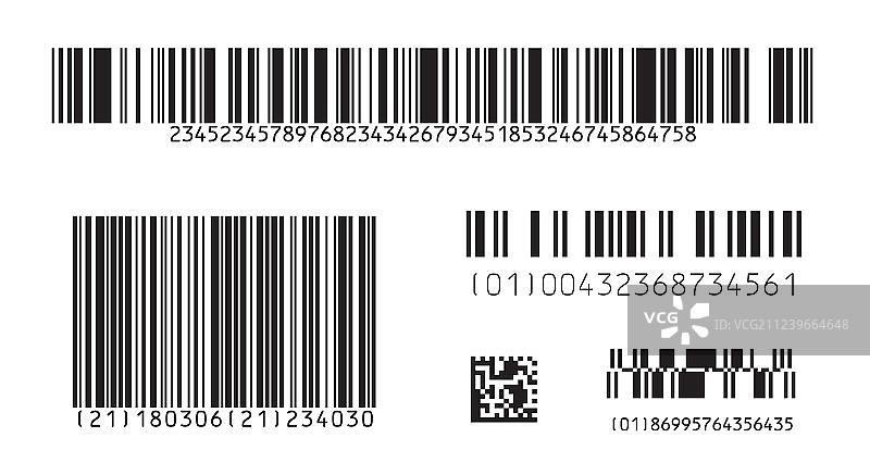 现代扁平条形码图标集图片素材