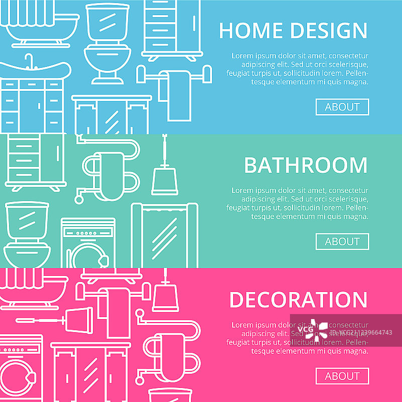 线性风格浴室装饰海报图片素材