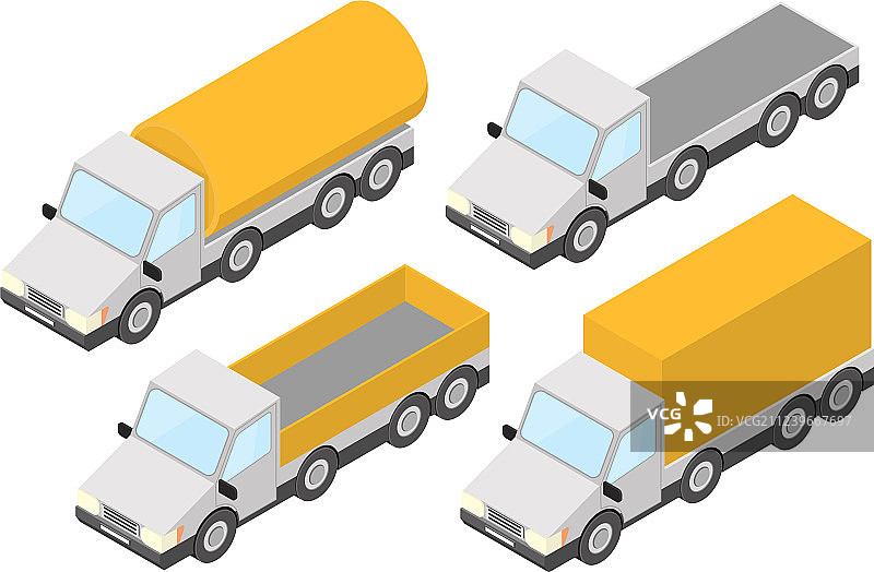 黄色2.5D卡车合集图片素材