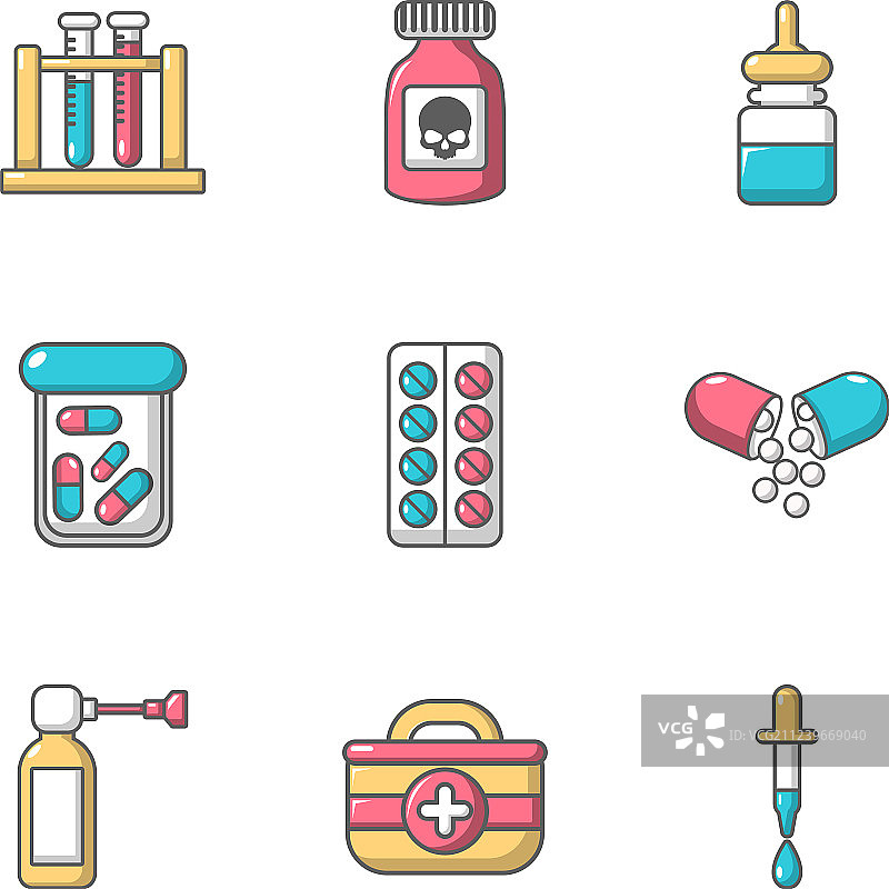 颗粒图标卡通风格套装图片素材