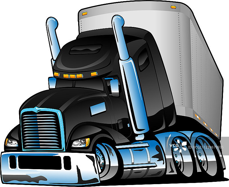 带拖车卡通半挂卡车图片素材