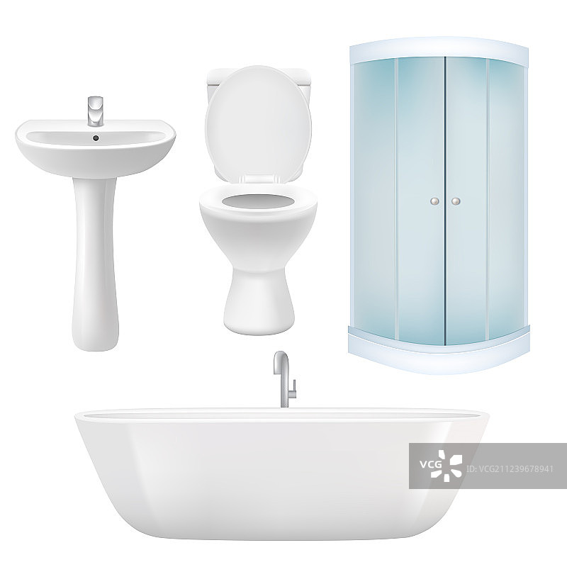 逼真浴室图标合集图片素材