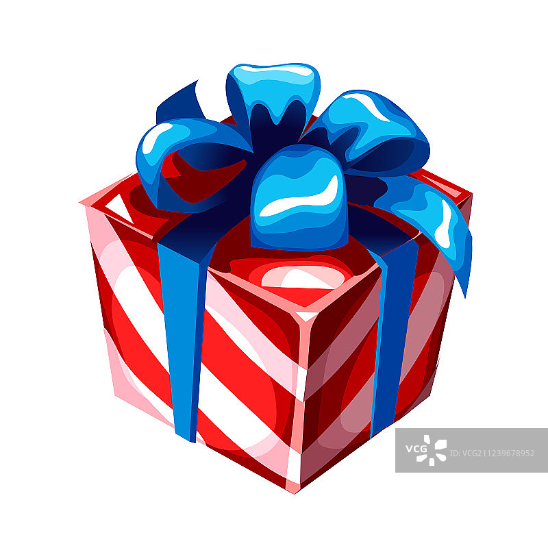 带有蓝色丝带蝴蝶结的条纹礼物盒图片素材