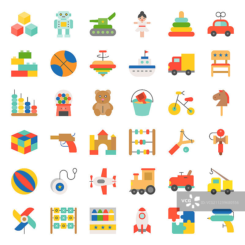 儿童和婴儿玩具图标集图片素材