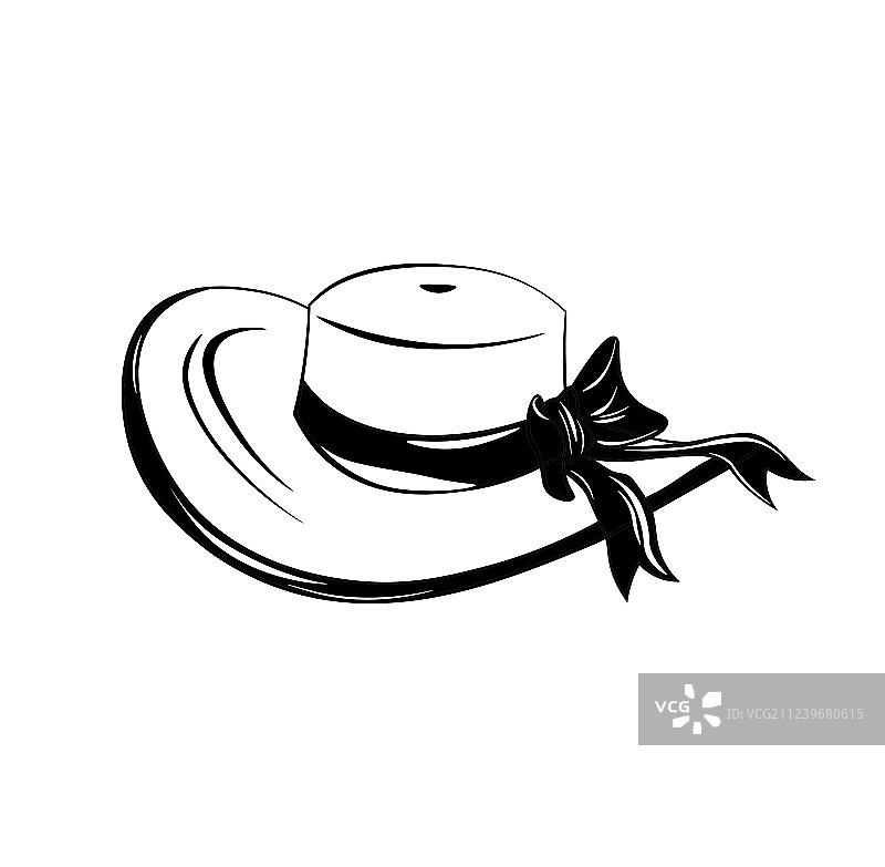 带蝴蝶结的复古宽边女帽图片素材