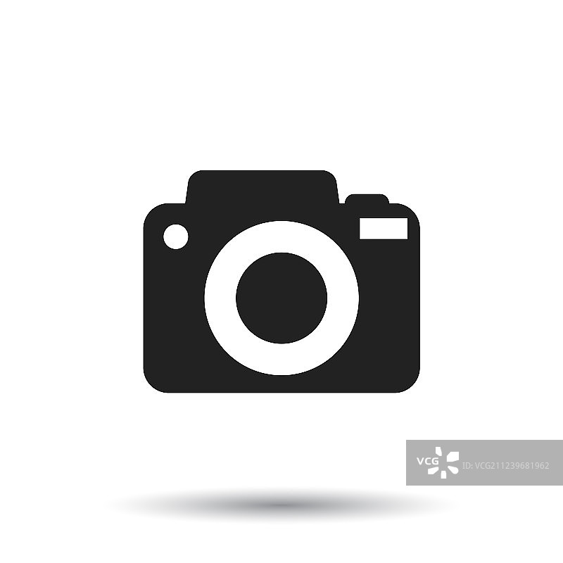 隔离背景上的扁平相机图标图片素材