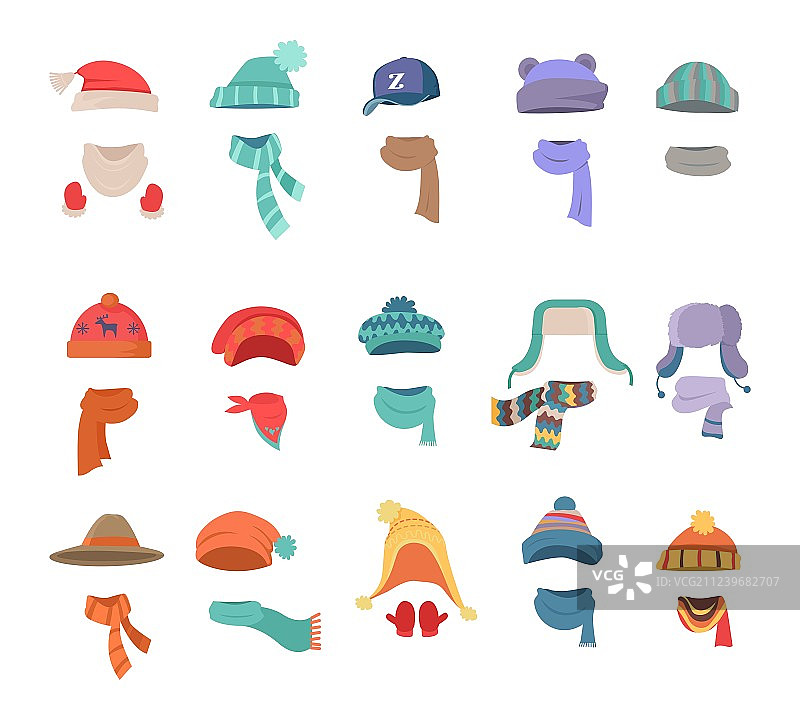 男孩和女孩的寒冷天气服装集图片素材