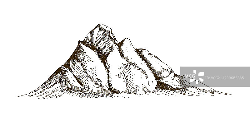 手绘山峰顶峰或山顶图片素材