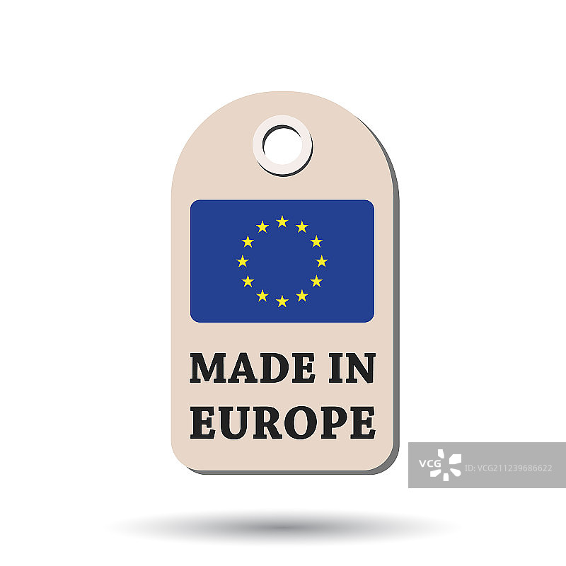 欧洲制造吊牌（带旗帜，白色背景）图片素材