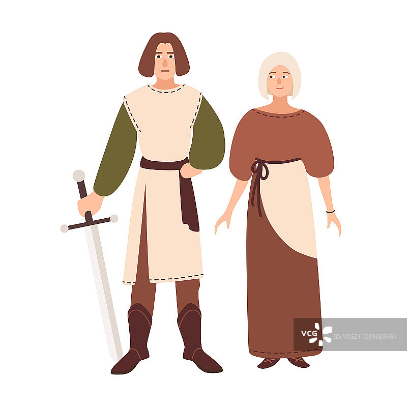 穿着中世纪服装的年轻情侣图片素材