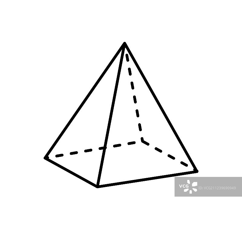 直线虚线方形金字塔投影图片素材