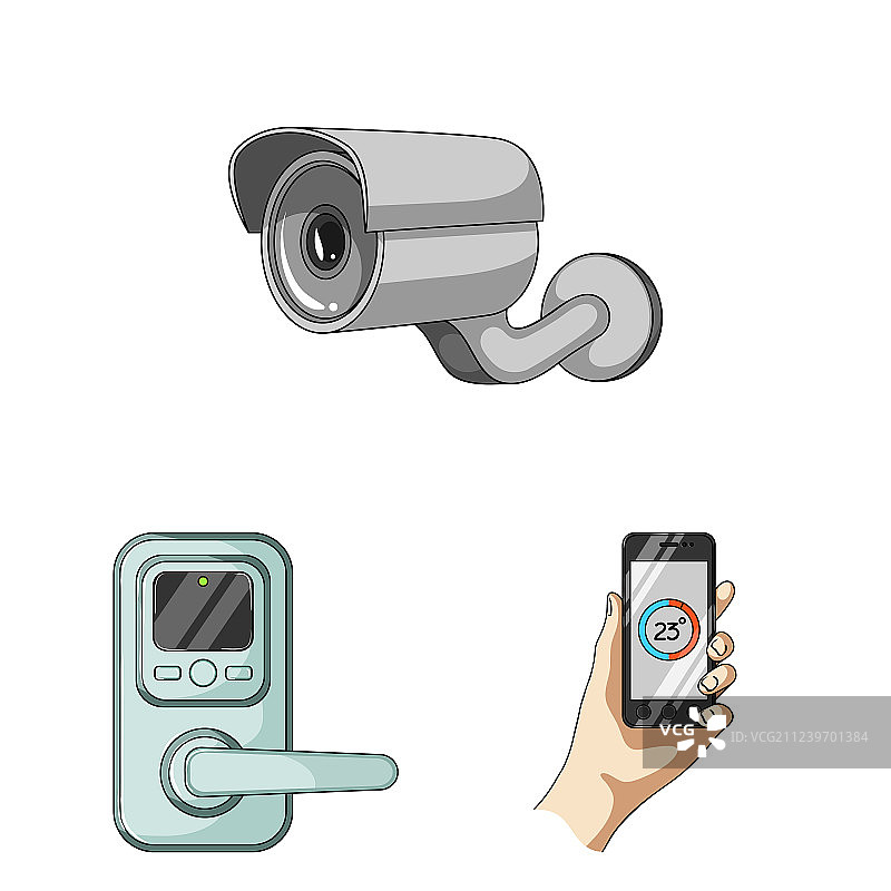 智能家居电器卡通图标集图片素材