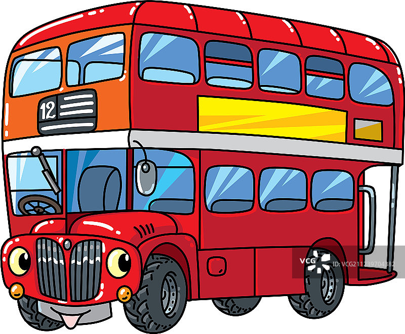 有趣的卡通小伦敦巴士图片素材
