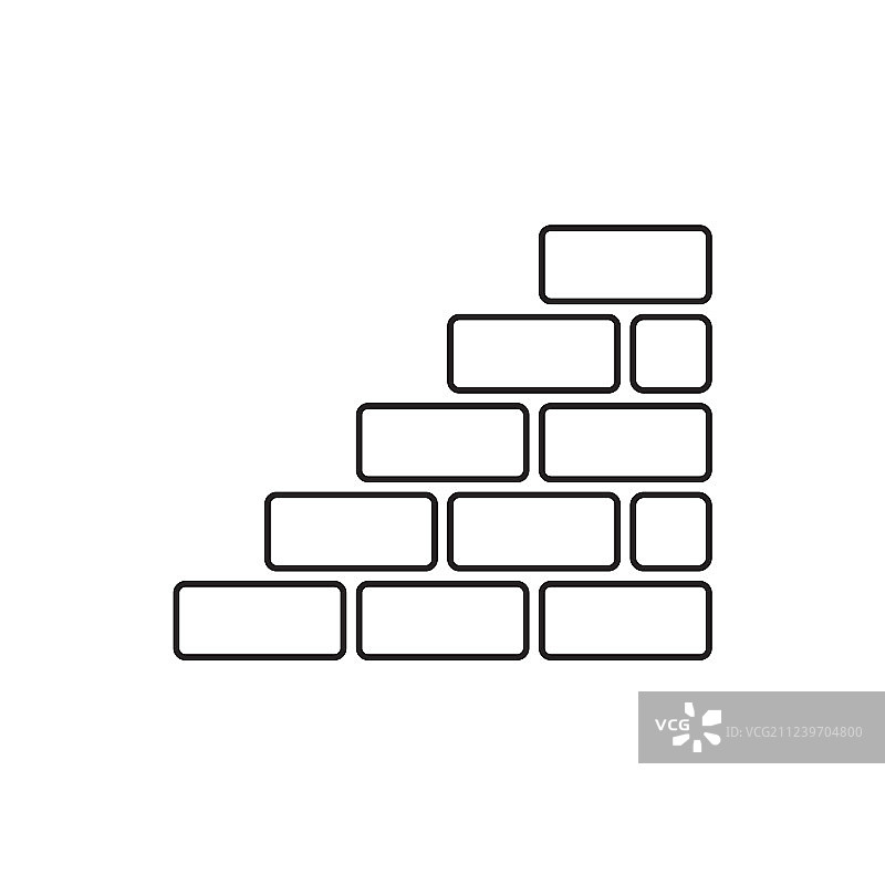 白色背景的扁平风格墙砖图标图片素材