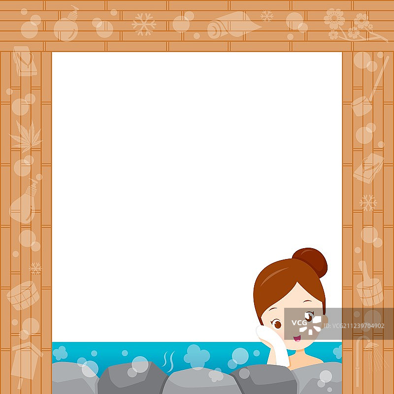 在温泉边放松的女孩图片素材
