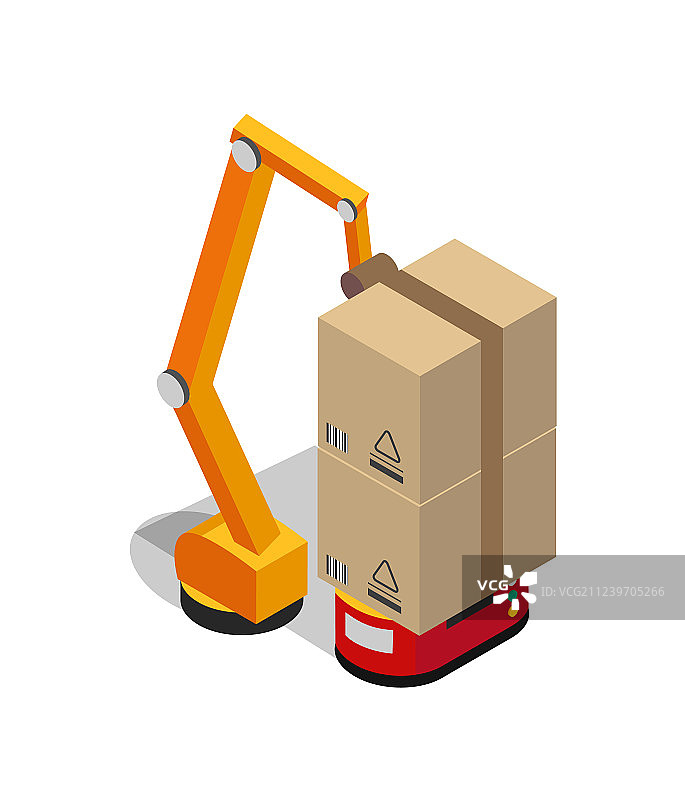 纸箱套装和特殊运输机器人图片素材