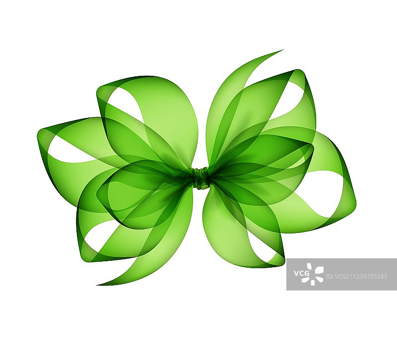 白色背景上的浅绿色透明蝴蝶结图片素材