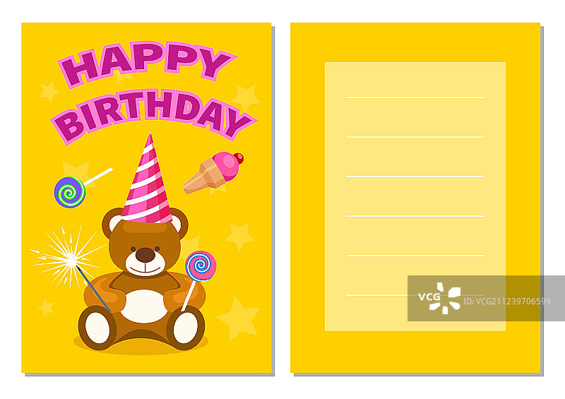 儿童生日快乐明信片套装图片素材