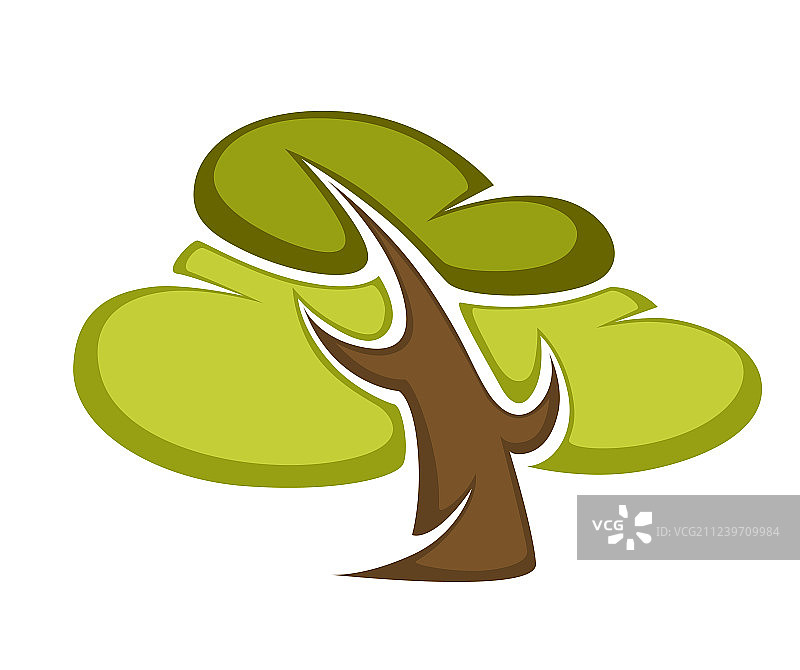 绿色树木和树叶图标或logo模板图片素材