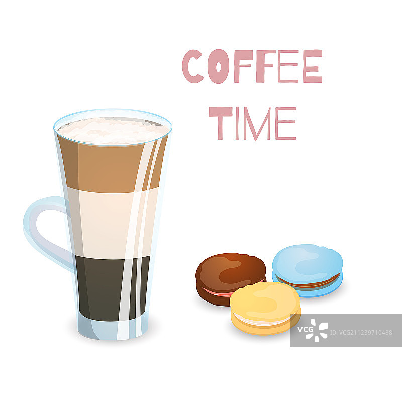 咖啡饮品和马卡龙图片素材