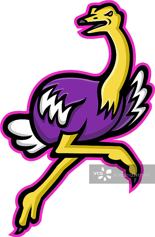 奔跑的鸵鸟吉祥物图片素材