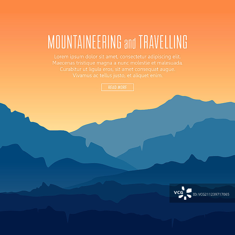 蓝色山脉的黄昏景色图片素材