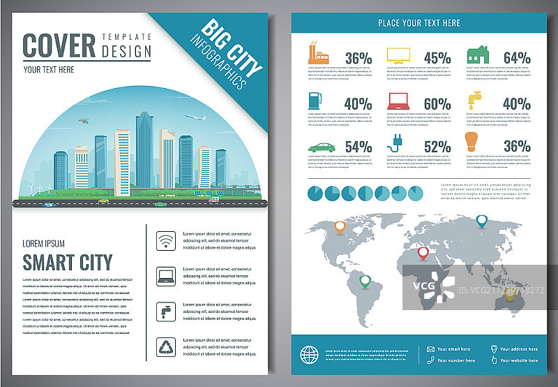 包含信息图表的智慧城市宣传册图片素材