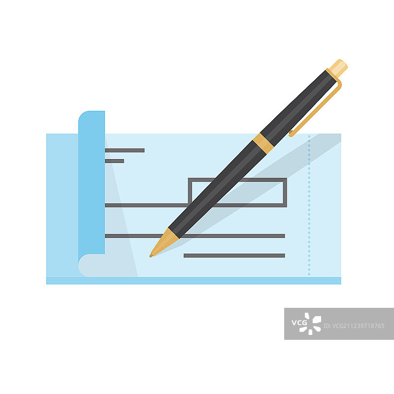 空白支票和钢笔图片素材